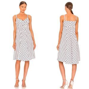Caroline Constas Phoebe White Black Polka Dot Print Empire Midi Dress Size XXS